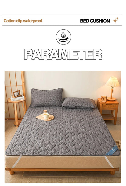 Waterproof Mattress Topper with Elastic Band Quilted Protector Pad Bedspread Winter Mattress Cover for Single/Double Bed 140/160