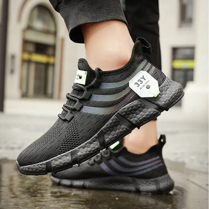 Men Casual Sport Shoes Breathable Lightweight Sneakers Outdoor Mesh Black Running Shoes Athletic Jogging Tenis Walking Shoes