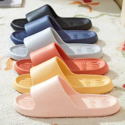 Soft Slippers Couples Home Outdoor Slipper Summer Women Bedroom Thick Bottom Shoes Beach Sandals Men Flip Flops Shower Shoes