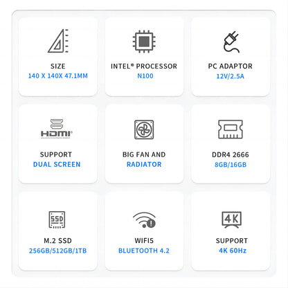 FIREBAT AK2 PLUS MiniPC Intel N100 Dual Band WiFi5 BT4.2 16GB 512GB Desktop Gaming Computer Mini PC Gamer