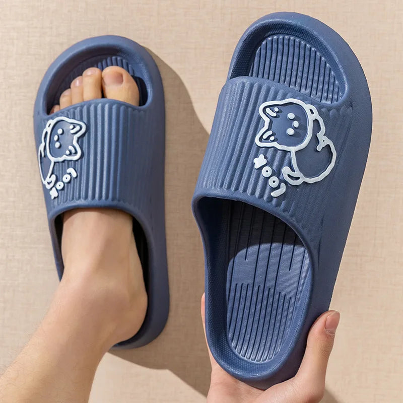 Summer Slippers Bathroom Platform Non-Slip Home Bear Cartoon Flip Flops Beach Women Slipper Sandals Slides Indoor Outdoor 2023