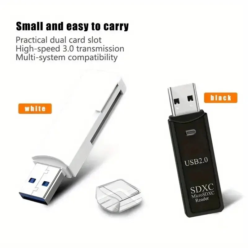 Robust 2-in-1 USB 3.0 2.0 Micro SD Card Reader High Speed Data Transmission up to 5Gbps Compatibility Multiple for PC Camera