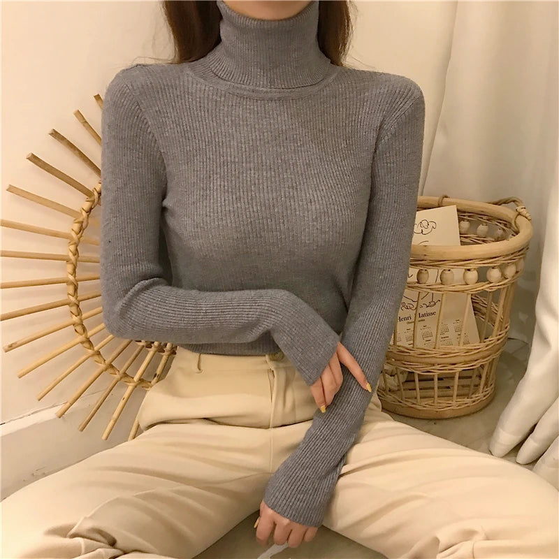 Heliar Women Fall Turtleneck Sweater Knitted Soft Pullovers Cashmere Jumpers Basic Soft Sweaters For Women 2024 Autumn Winter