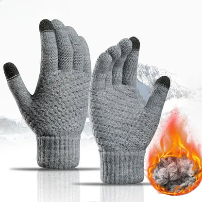 Women Men Warm Winter Touch Screen Gloves Stretch Classical Knit Mittens Wool Full Finger Outdoor Cycling Driving Glove