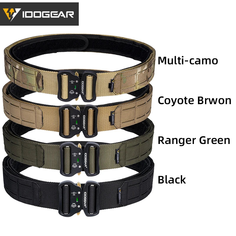 IDOGEAR 2 Inch Tactical Belt Quick Release Metal Buckle  MOLLE Laser Mens Belts Camo 3415