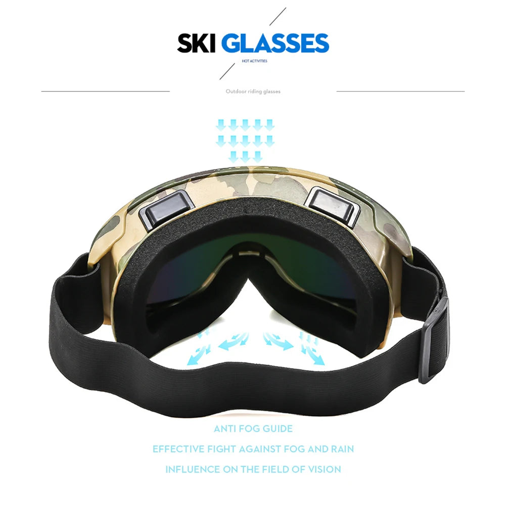 Large Frame Ski Goggles with Colorful Lens Anti-Collision Anti-Glare Lens Outdoor Sport Snow Snowboard for Snowboarding Skiing