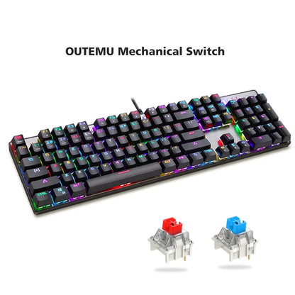 Motospeed CK104 Gaming Mechanical Keyboard 104 Keys RGB Backlit Wired Computer Office Typing Keyboards Red Switch For PC Laptop