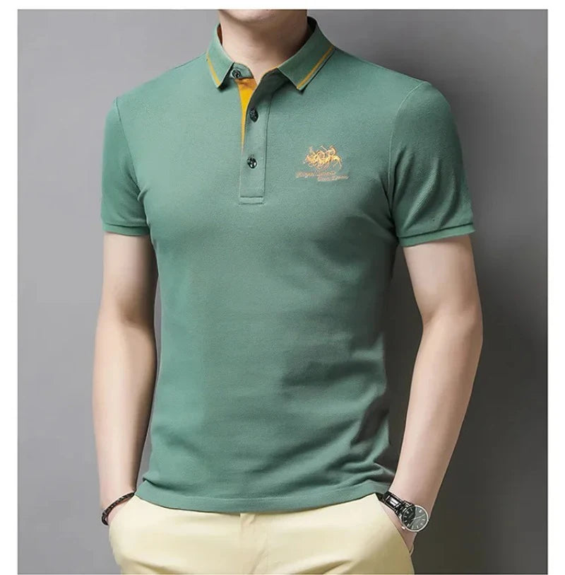 New Summer Korean  Embroidered Polo Shirt Men's Luxury Top Casual Lapel Short Sleeve T-shirt Fashion Anti-wrinkle Men T Shirt