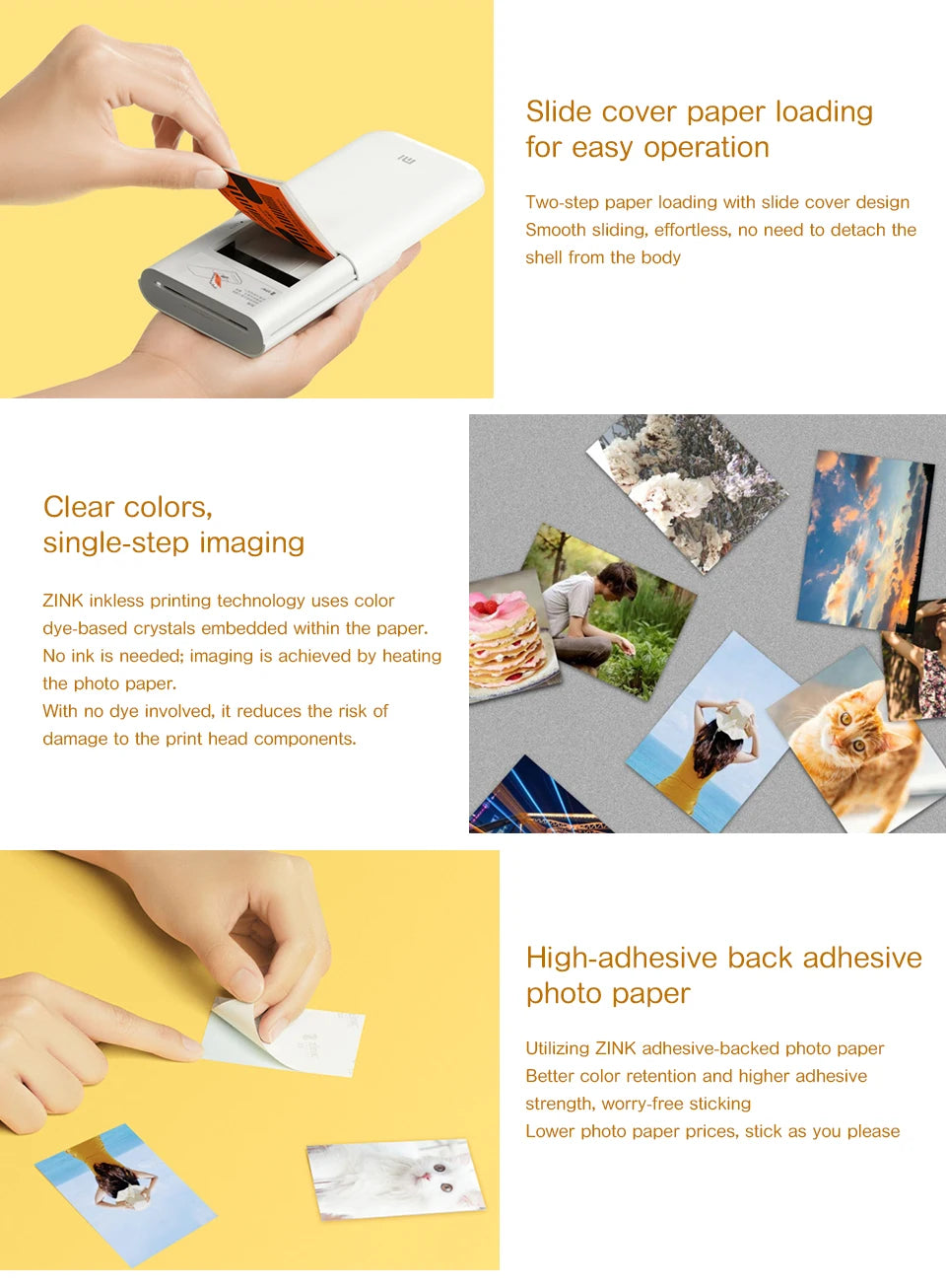 New Original Portable Mini Xiaomi Pocket Photo Printer Wireless Bluetooth Thermal Print AR Video Mijia ZINK Self-adhesive Color