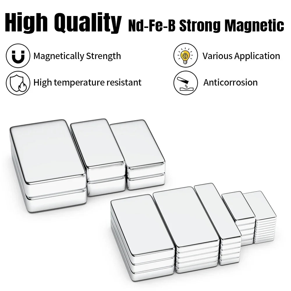 20-200Pcs Super Strong Neodymium Magnets 10/15/20mm X 5/10mm X 3mm N35 NdFeB Block Magnets Square Magnets Refrigerator Stickers