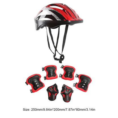 7Pcs Helmet Knee Elbow Protective Gear Set Adjustable Kids Bicycle Sport Protective Gear Set 48-55cm for Boys Girls 5-12 Years