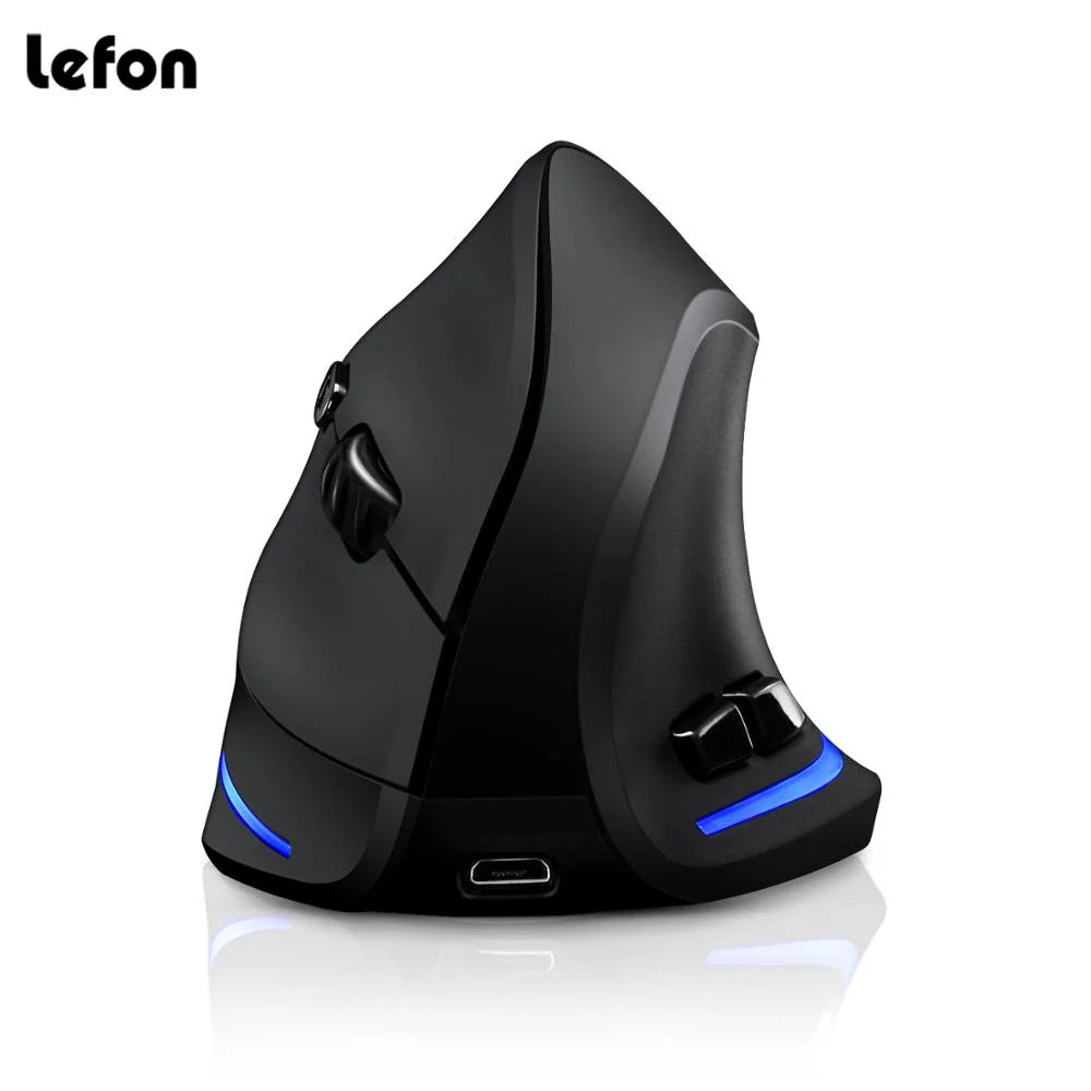 Lefon Ergonomic Wireless Mouse Rechargeable Vertical Mouse with Adjustable DPI 2400/1600/1000 LED Light Mice for Laptop PC MacOS