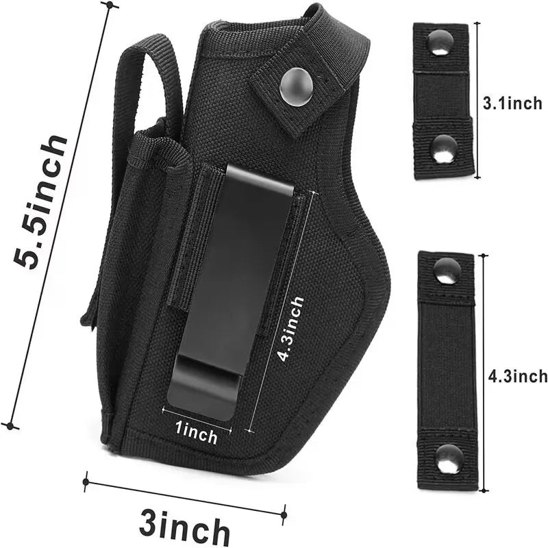 Molle Right Left Interchangeable Tactical Pistol Hand Gun Holster Hunting Black Magazine Slot Holder bag