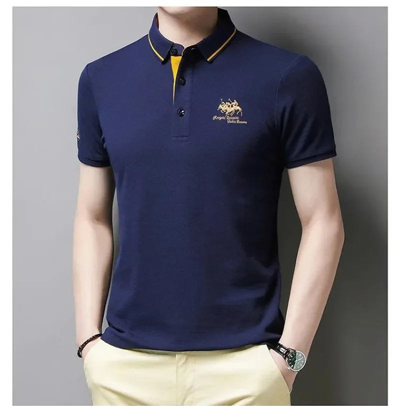 New Summer Korean  Embroidered Polo Shirt Men's Luxury Top Casual Lapel Short Sleeve T-shirt Fashion Anti-wrinkle Men T Shirt