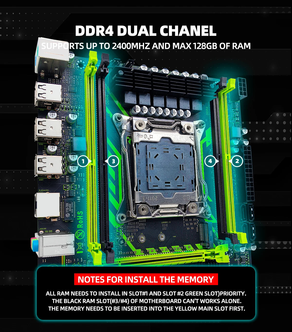 ZSUS X99-8D4 Motherboard Set Kit With Intel LGA2011-3 Xeon E5 2650 V4 CPU DDR4 16GB (1*16GB) 2133MHZ RAM Memory NVME M.2 SATA