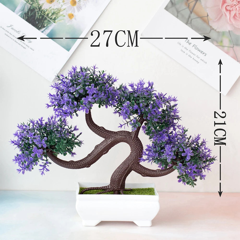 Artificial Plastic Plants Bonsai Small Tree Pot Potted Flower Garden Fake Plant Arrangement Ornaments Room Home Table Decoration