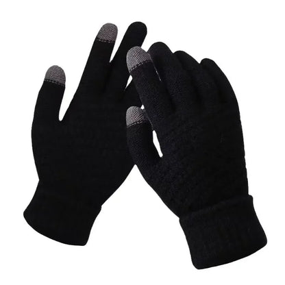 Women Men Warm Winter Touch Screen Gloves Stretch Classical Knit Mittens Wool Full Finger Outdoor Cycling Driving Glove