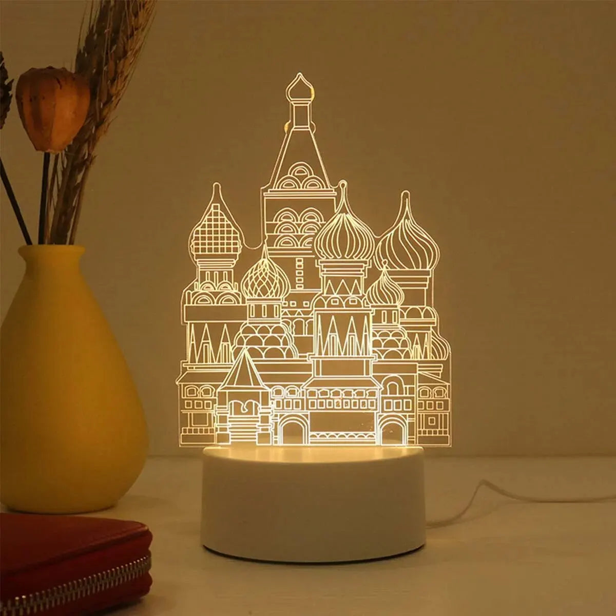 1pc Night Light Creative Acrylic Bedroom Bedside LED Table Lamp Holiday Event Gift System Gifts