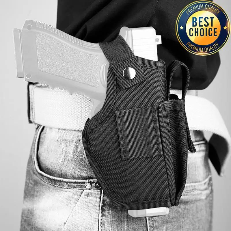 Molle Right Left Interchangeable Tactical Pistol Hand Gun Holster Hunting Black Magazine Slot Holder bag