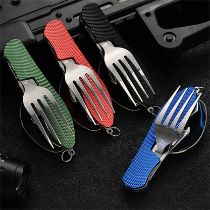 Foldable Camping Utensil Set - Multi-Functional Knife, Fork, Spoon Combo For Outdoor Activities And Sports Camping Picnic Travel