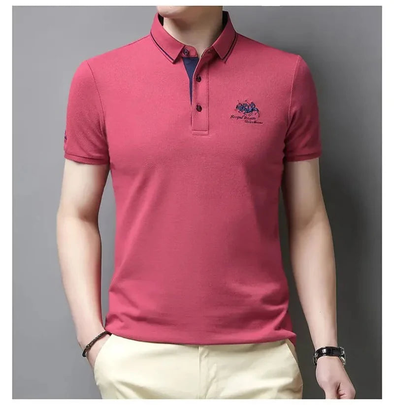 New Summer Korean  Embroidered Polo Shirt Men's Luxury Top Casual Lapel Short Sleeve T-shirt Fashion Anti-wrinkle Men T Shirt