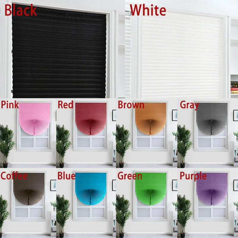 Self-Adhesive Pleated Blinds Non-Woven Half Blackout Window Blinds Zebra Roller Curtains Bedroom Balcony Shades Privacy Curtain