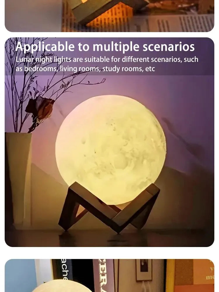 8 cm DIY Planet Lamp Moon Galaxy Night Light Art Painting Graffiti Birthday Gift Bedroom Living Room Decoration (With Stand)