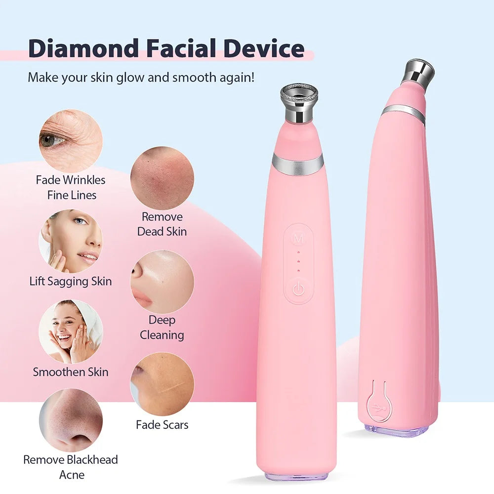 Portable Diamond Microdermabrasion Peeling Machine Silicone Hydrodermabrasion Facial Vacuum Blackhead Removal Skin Pore Cleaning