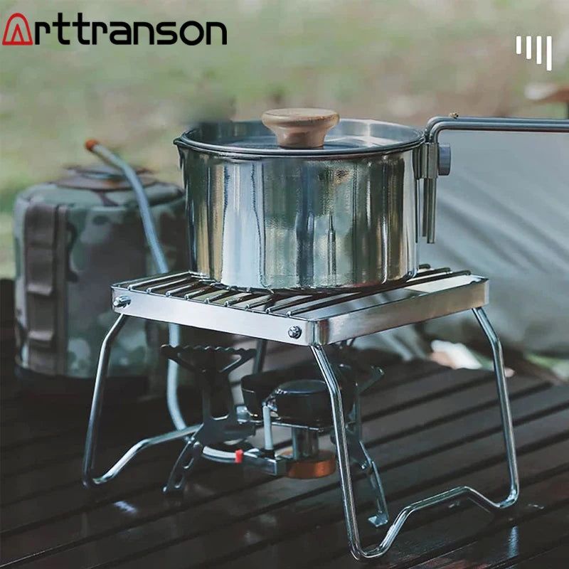 Outdoor Stainless Steel Stove Holder Camping Portable Folding Mini Barbecue Rack Set Pot Holder Baking Tray Holder