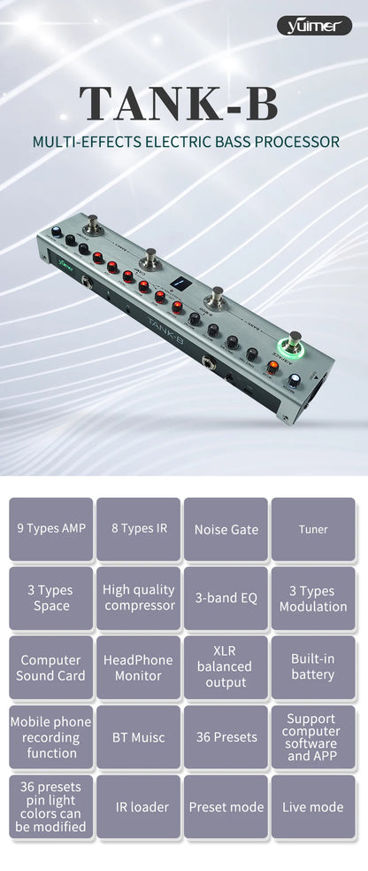 Yuimer Tank-G For Guitar Tank-B for BASS Effect Multi-Effects Pedal 36 Presets 9 Preamp Slots From M-Vave The Same Factory