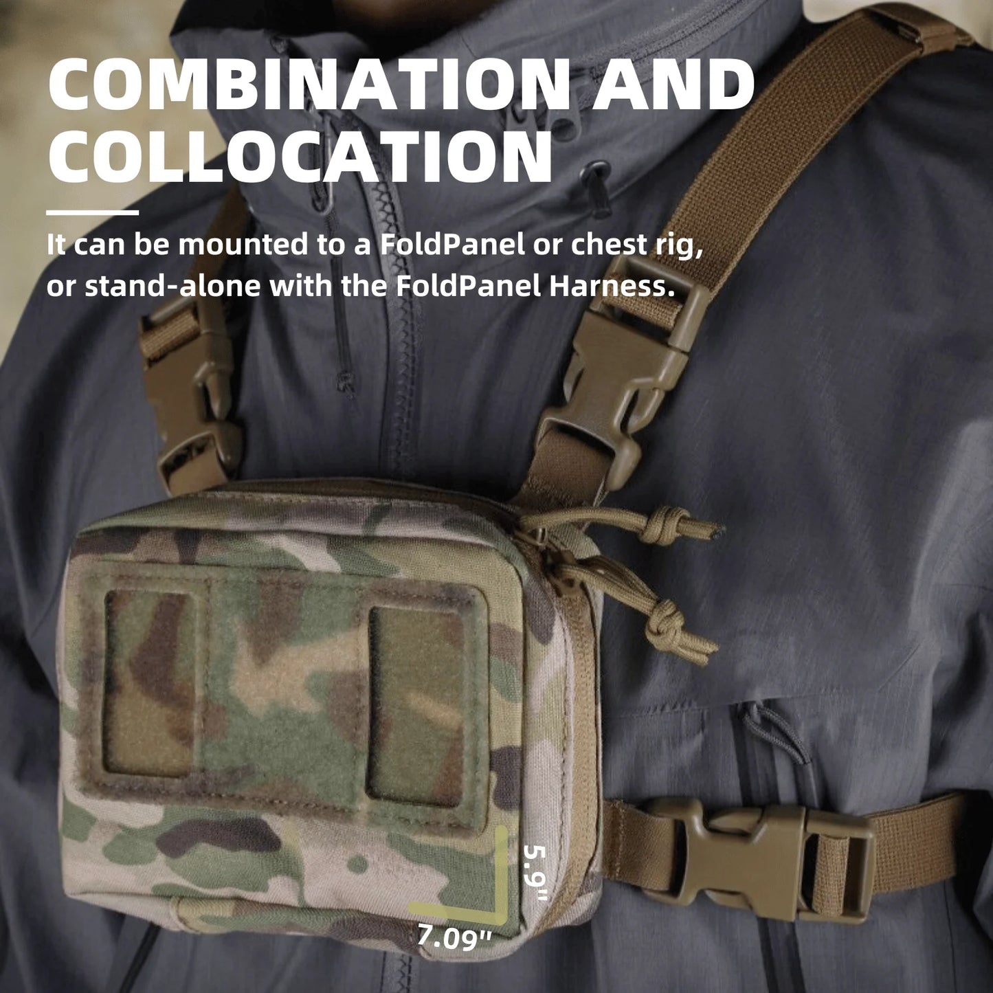 Airsoft Plate Carrier Molle Phone Carrier Outdoor Navigation Board, Quick Access Foldable Holder Vest Chest Rig Mount