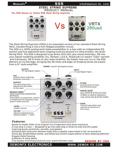 Demonfx High quality Guitar Effect Pedal Wah Distortion Overdrive Delay Reverb Compressor Booster Pedal