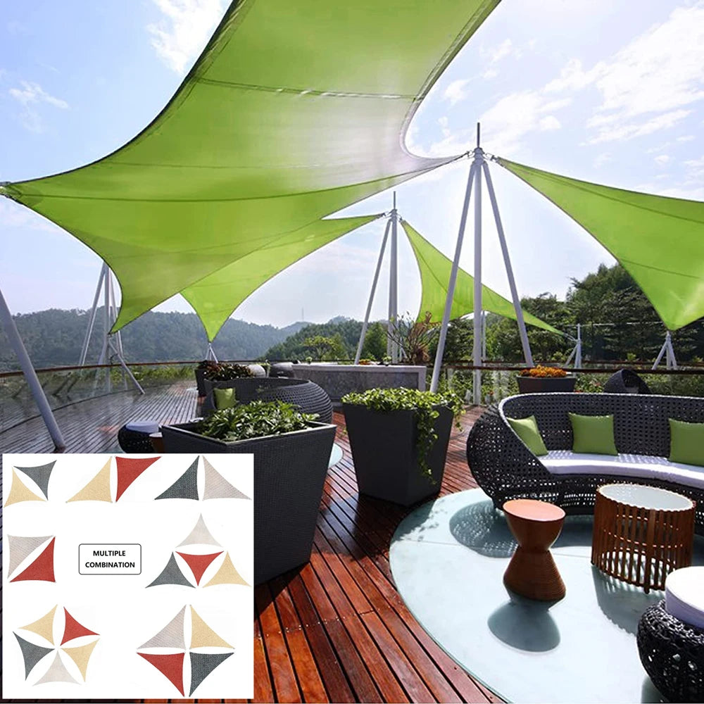 5x5x5/2x2x2M Waterproof Sun Shelter Triangle Sunshade Protection Outdoor Canopy Garden Patio Pool Shade Sail Awning Shade Cloth