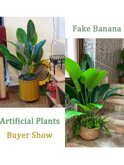 1pc Artificial Plants Large Tropical Palm Tree Fake Banana Plants Leaves Real Touch Plastic Monstera Plant For Home Garden Decor