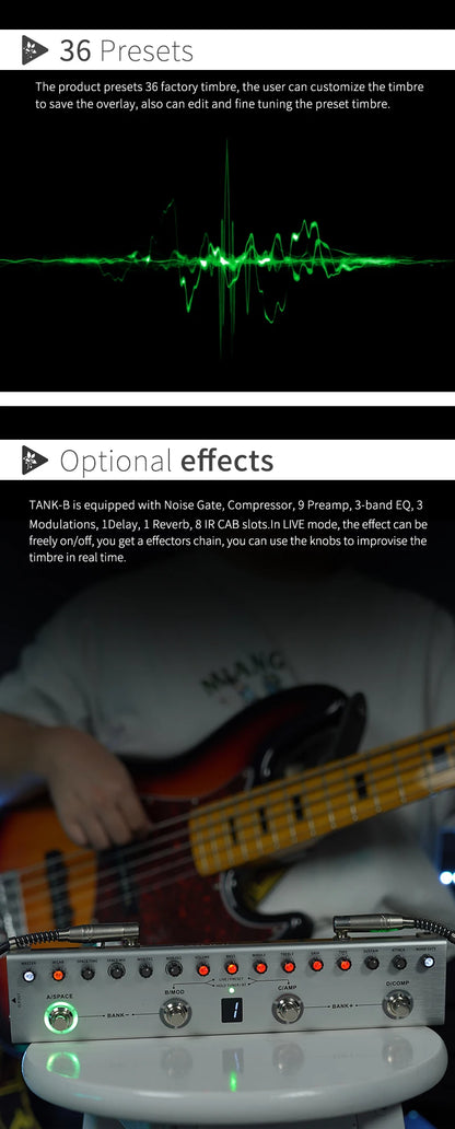 Yuimer Tank-G For Guitar Tank-B for BASS Effect Multi-Effects Pedal 36 Presets 9 Preamp Slots From M-Vave The Same Factory