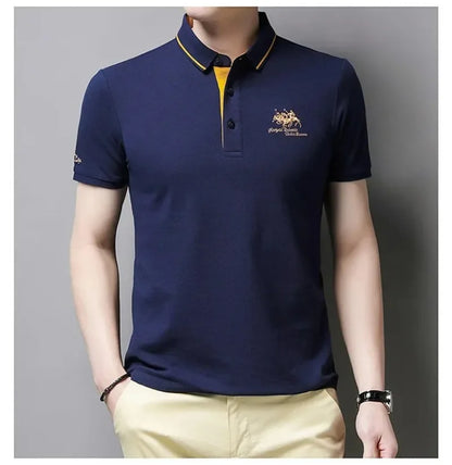 New Summer Korean  Embroidered Polo Shirt Men's Luxury Top Casual Lapel Short Sleeve T-shirt Fashion Anti-wrinkle Men T Shirt