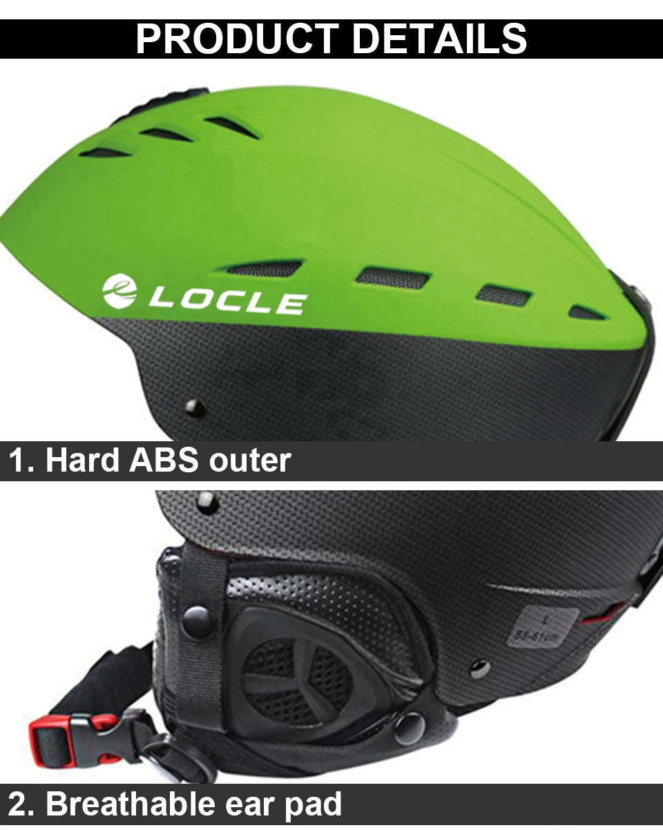 LOCLE Professional Skiing Helmet Men Women Children Ski Helmet Snow Skating Snowboard Snowmobile Skateboard Helmet Size 52-61cm