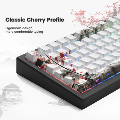 127 Keys Shine Through Plum Blossom Cherry Profile Keycap PBT Keycap Dye-Sub Cherry MX Switches For Gamer Mechanical Keyboard