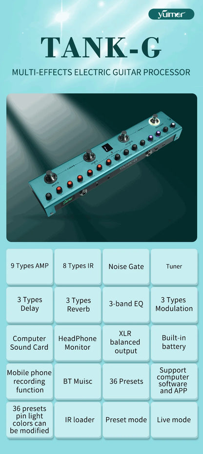 Yuimer Tank-G For Guitar Tank-B for BASS Effect Multi-Effects Pedal 36 Presets 9 Preamp Slots From M-Vave The Same Factory