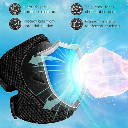 Kids Protective Gear Knee Pads and Elbow Pads 3 in 1 with Wrist Guard for Rollerblading Skateboard Cycling Skating Bike Scooter