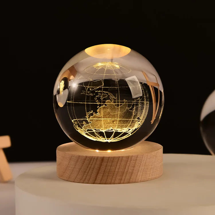 6cm 3D Crystal ball Crystal Planet Night Light Laser Engraved Solar System Globe Astronomy Birthday Gift Home Desktop Decoration