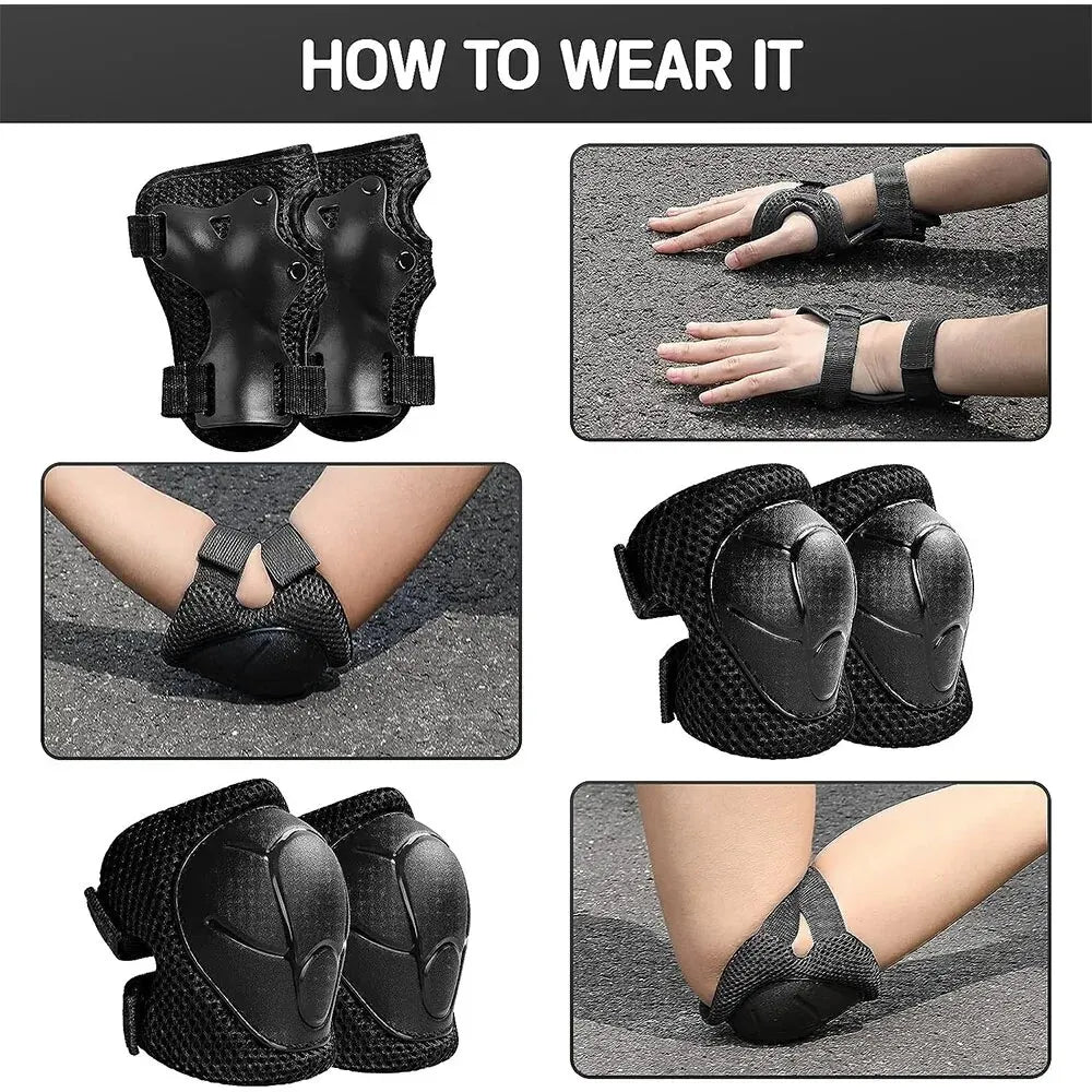 Kids Protective Gear Knee Pads and Elbow Pads 3 in 1 with Wrist Guard for Rollerblading Skateboard Cycling Skating Bike Scooter