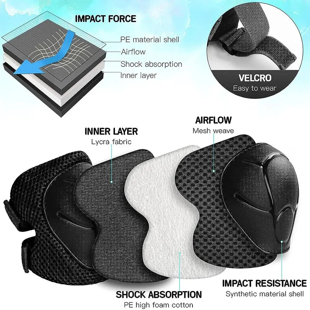 Kids Protective Gear Knee Pads and Elbow Pads 3 in 1 with Wrist Guard for Rollerblading Skateboard Cycling Skating Bike Scooter