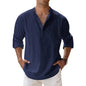 New Cotton Linen Shirts for Men Casual Shirts Lightweight Long Sleeve Henley Beach Shirts Hawaiian T Shirts for Men