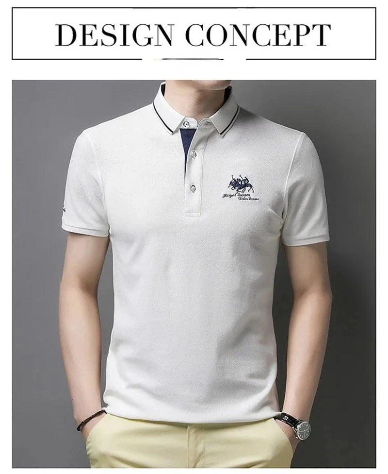 New Summer Korean  Embroidered Polo Shirt Men's Luxury Top Casual Lapel Short Sleeve T-shirt Fashion Anti-wrinkle Men T Shirt