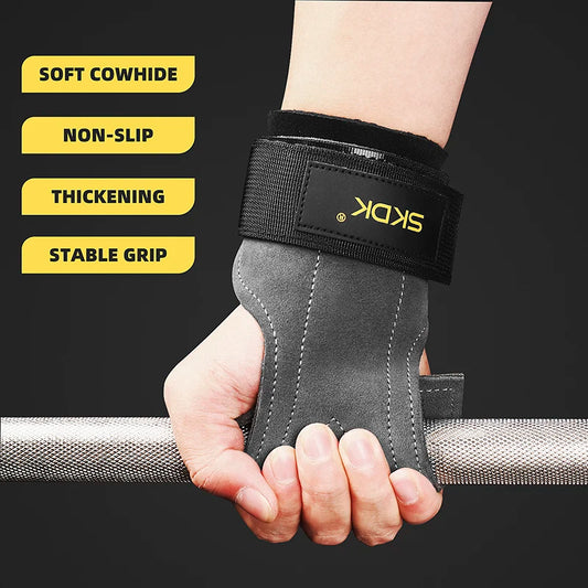 SKDK Gym Grips Palm Guards Cowhide Palm Protector  Weightlifting Gymnastics Workout Gloves Grips Fitness Training Equipment