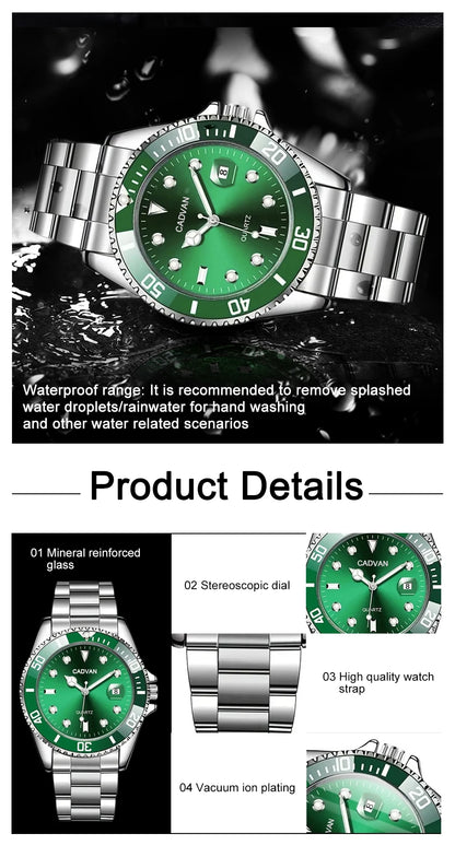 Fashion Watch Casual Clock Montre Homme Business Men Quartz Watch Calendar Green Water Wok Ghost Sport Men Wristwatch