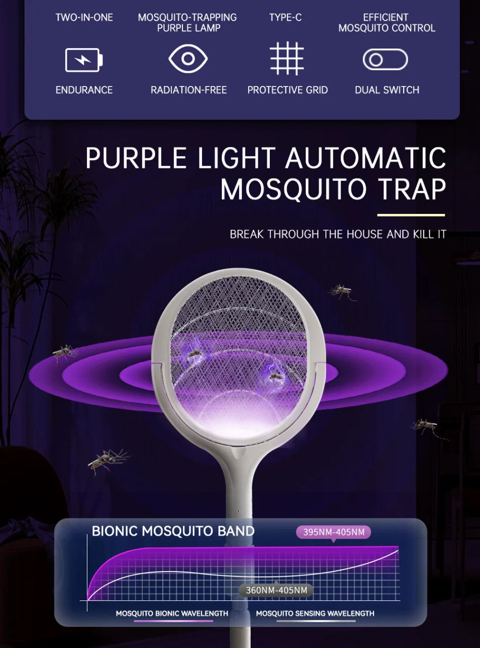 3500V 5in1 Mosquito Killer Lamp Multicunctional Angle Adjustable Bug Zapper Electric USB Rechargeable Mosquito Fly Bat Swatter