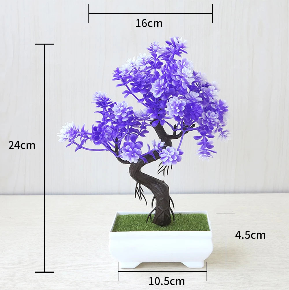 Artificial Plastic Plants Bonsai Small Tree Pot Potted Flower Garden Fake Plant Arrangement Ornaments Room Home Table Decoration