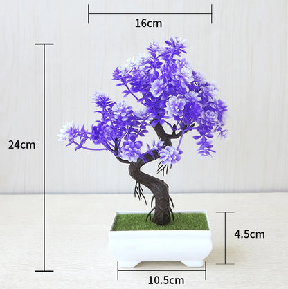 Artificial Plastic Plants Bonsai Small Tree Pot Potted Flower Garden Fake Plant Arrangement Ornaments Room Home Table Decoration